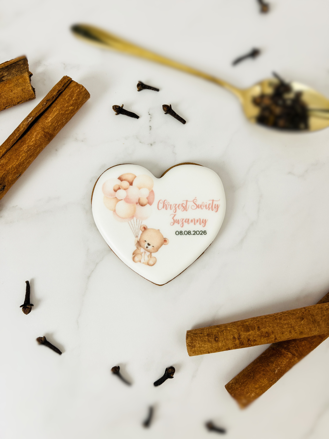 Serce z misiem w odcieniach różu