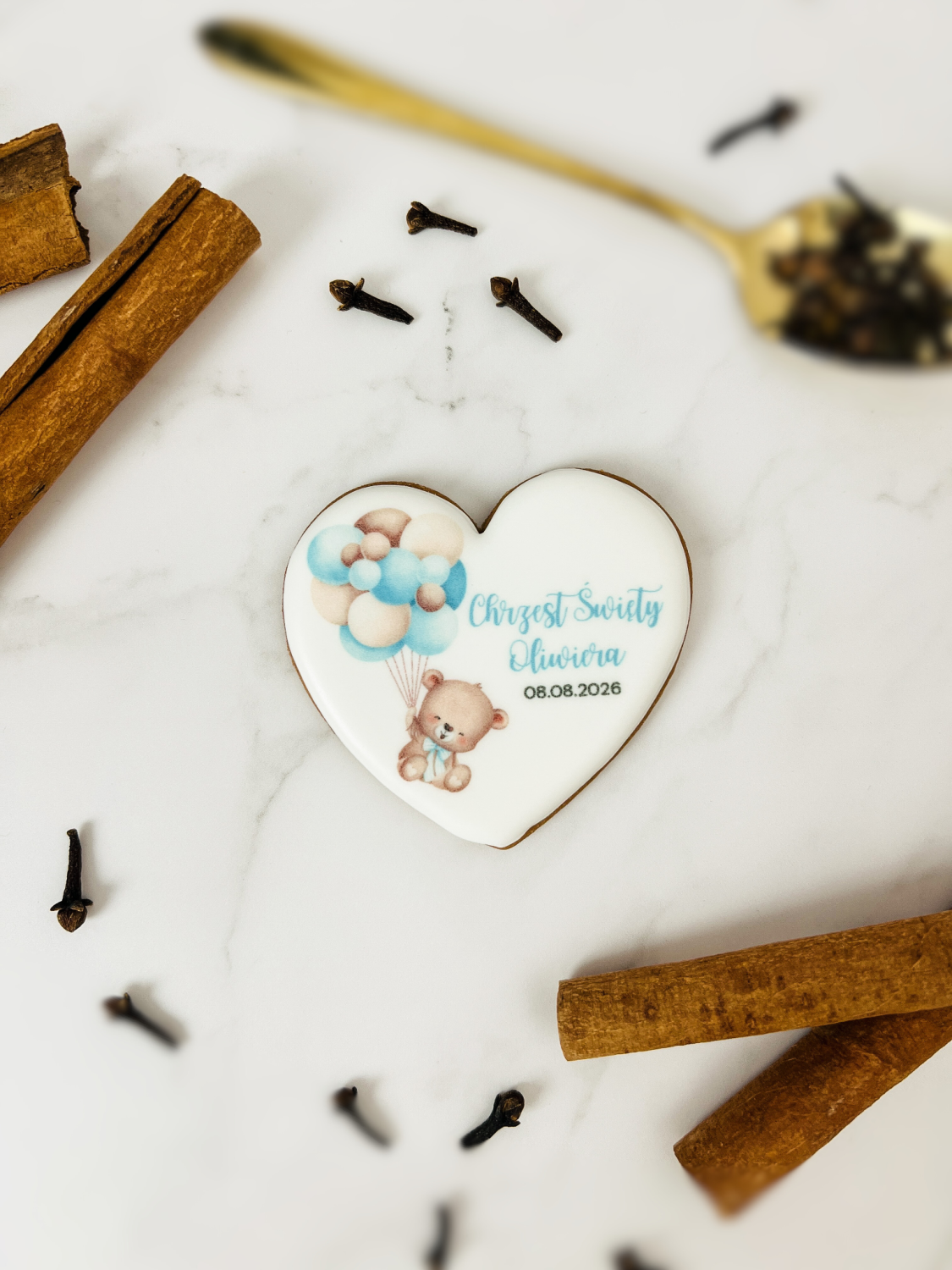 Serce z misiem w odcieniach niebieskiego