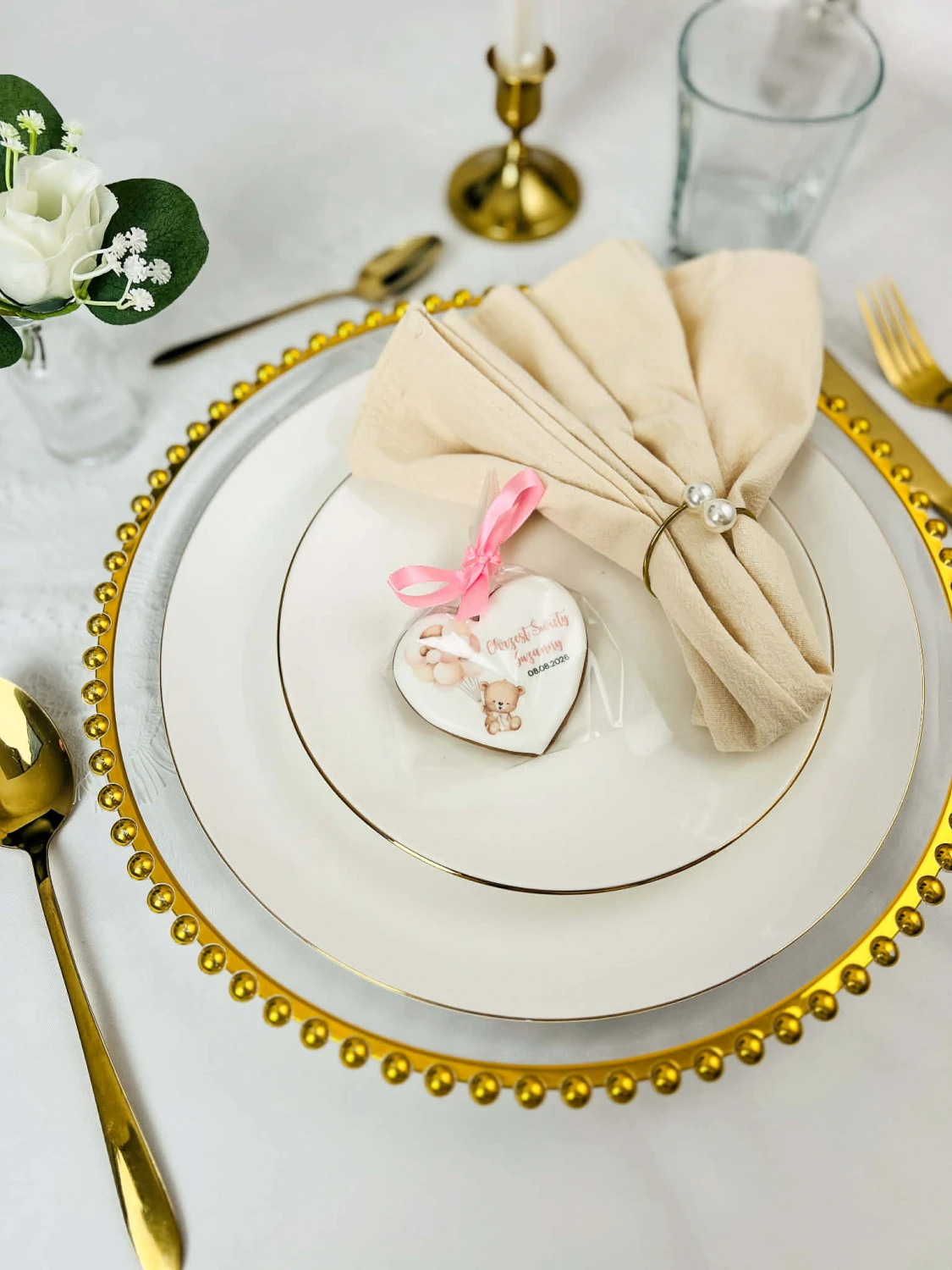 serce z misiem różowe